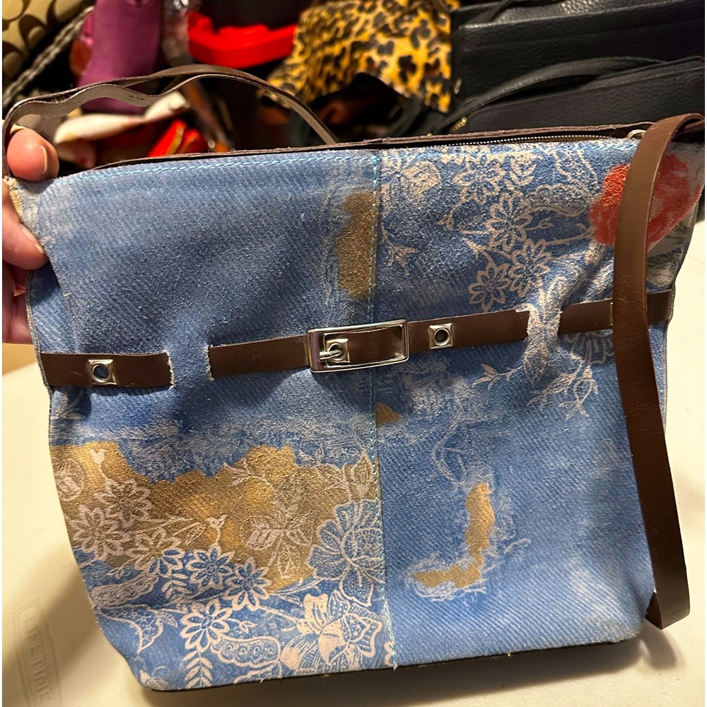 SHARIF DENIM SUEDE CROSSBODY